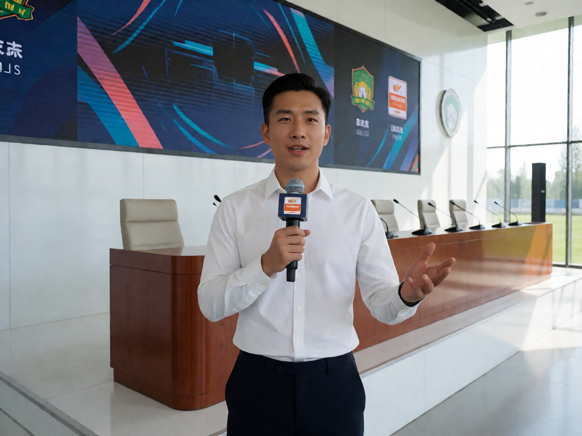 体育新闻发布厅现场，记者正在进行赛事报道